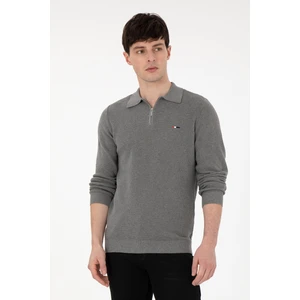 U.S. Polo Assn. Erkek Gri Melanj Kazak /triko 50298266-VR086