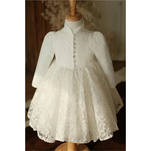 Meta Moda Kız Çocuk Elbise Lolita Dantel Elbise Prenses Elbise Uzun Kollu Yay Düğün Balo Elbis