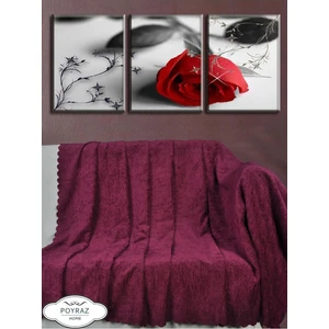 Parlak Şönil Mürdüm Çift Taraflı Koltuk Çekyat Örtüsü Şalı