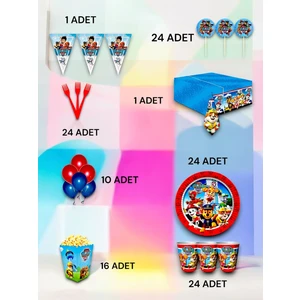 24 Kişilik Paw Patrol Temalı Lü x  Set - Doğum Günü Parti ve Eğlenceli Etkinlikler
