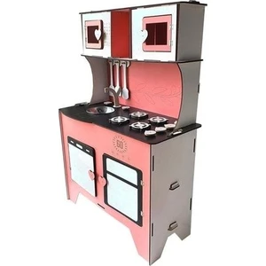 Pembe Ahşap Büyük Mutfak Seti