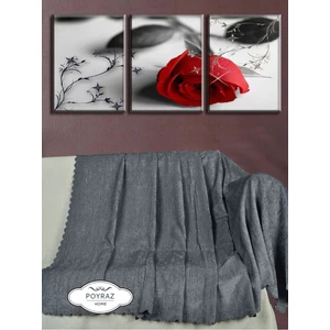 Parlak Şönil Antrasit Çift Taraflı Koltuk Çekyat Örtüsü Şalı