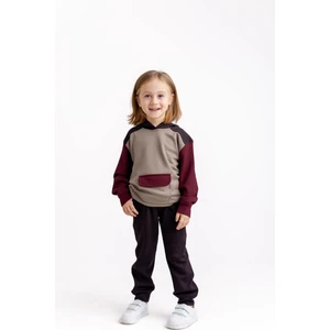 Üç Renkli Model Takım 2-7 Yaş Kahve