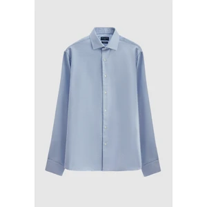 D'S Damat Ds Damat Regular Fit Mavi Armürlü Gömlek