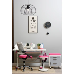 Creo Mobili Çekmeceli Premium Çalışma Masası + Sandalye + Keson + Tabure - Ekru/Fuşya - Vega Premium