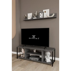 Jolie 120  cm  Metal Tv Sehpası Raflı Tv Ünitesi Televizyon Sehpası Antrasit