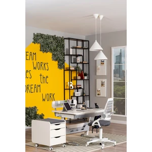 Creo Mobili Şık Çocuk Masası Ergonomik Çalışma Masası + Sandalye + Keson - Ekru/Gri - Sirius Delüx