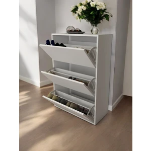 Azzuri Furniture Azzuri Aylin Düşer 3 Kapaklı 6 Gözlü Beyaz Duvara Monte Edilebilir Ayakkabılık
