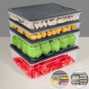 4'lü Buzdolabı Düzenleyici Organizer Set Saklama Kabı Derin Sığ Mikrodalga Difriz Kabı Xl Antrasit