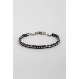 Siyah  Taşlı 21 cm Çelik Erkek Bileklik