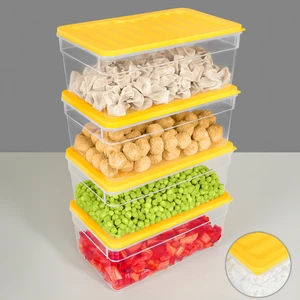 Meleni Home 4'lü Derin Buzdolabı Organizer Set Düzenleyici Saklama Kabı Mikrodalga Difriz Kabı 2500ML Sarı