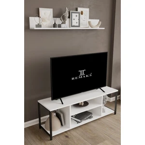 Jolie 120  cm  Metal Tv Sehpası Raflı Tv Ünitesi Televizyon Sehpası Beyaz