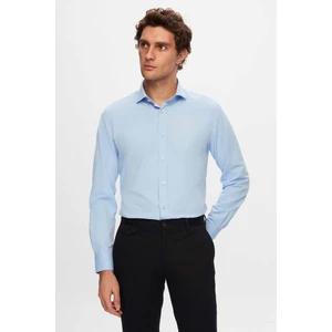 D'S Damat Ds Damat Slim Fit Mavi Düz Gömlek