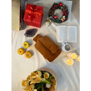 TREND COLOR Sıcak Su Torbası Hediye Sade Peluş Ayak Isıtıcı Taba 2 Litre Sıcak Su Torbası ile Beraber Muhteşem Armağan Geçmeli Tüm