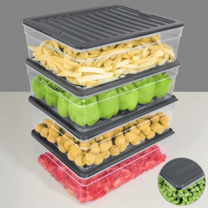 Meleni Home 4'lü Derin Buzdolabı Organizer Set Düzenleyici Saklama Kabı Mikrodalga Difriz Kabı 5300ML Antrasit