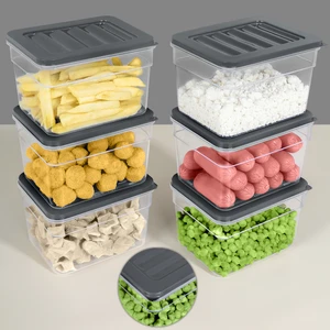 Meleni Home 6'lı Derin Buzdolabı Organizer Set Düzenleyici Saklama Kabı Mikrodalga Difriz Kabı 1100ML Antrasit