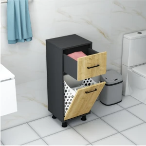 Mobiga Sorty Çamaşır Sepetli Çekmeceli Banyo Dolabı