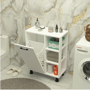 Mobiga Loren Çamaşır Kirli Sepetli Raflı Banyo Dolabı