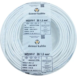 Öznur Kablo Bakır 3x1.5 mm Beyaz Ttr Elektrik Kablosu