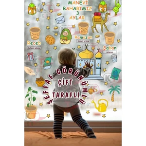 Üç Aylar Rahmet Mevsimi 60 Parça Özel Şeffaf Çift Taraflı Sticker Seti