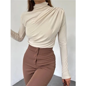 peri tower Kadın Dik Yaka Büzgülü Bluz