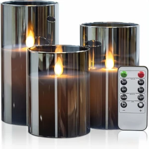 Uzaktan Kumandalı Zamanlayıcı ile 3 Adet Alevsiz 3D LED Mumlar, Ev Dekoru ve Atmosfer Için Dayanıklı LED Mumlar - Gri (Yurt Dışından)