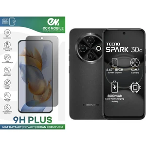 Tecno Spark 30C Ekran Koruyucu Tam Uyumlu 9h Esnek Nano Kırılmayan Mat Hayalet(Privacy)
