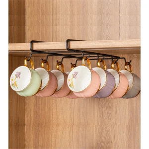 Kitchen Store Siyah Metal 10 Kancalı Fincan Kupa Bardak Askısı Dolap Içi Kancalı Fincan Askılığı