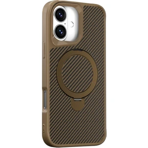 iPhone 16 Plus Kılıf Karbon Fiber Magsafeli Standlı Alp Kapak Çöl Titanyum
