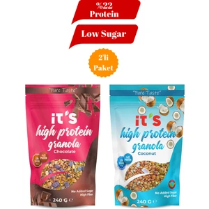 Yüksek Protein granola 2'li Paket - Hindistan Cevizli- Şekersiz Çikolatalı 240 gr