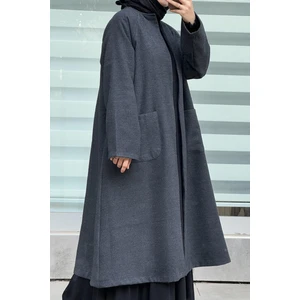 Ande Tesettür Torba Cep Kaşe Hırka-Antrasit