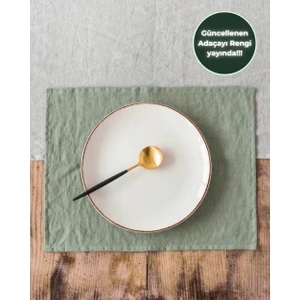 Premium | 6'lı Keten Adaçayı Yeşili Amerikan Servisi 35 x 45 Cm