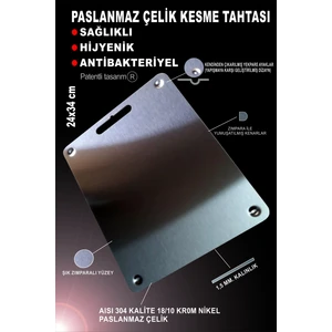 304 Kalite Paslanmaz Çelik Kesme Tahtası – Antibakteriyel - Hijyenik  (Kendinden Gömme Ayaklı)