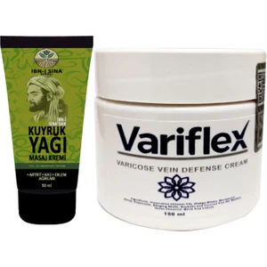 Sırt Bel Kas El Ayak Dindirici Kuyruk Yağı Kremi 50 ml + Variflex Varicose Vein Defense Cream Varıslere Krem 150 ml