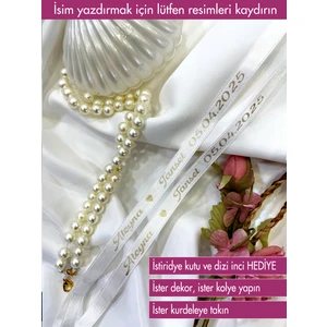Isim Baskılı ve Inci  Söz Nişan Kurdelesi