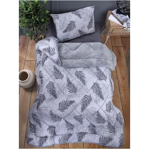 Dejavu Teks Tek Kişilik Welsoft Palm Gri/antrasit Desenli Yorgan Seti Battaniye - Yorgan ve Yastık Kılıfı