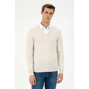 U.S. Polo Assn. Erkek Krem Melanj Kazak /triko 50294764-VR159
