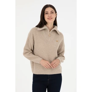 U.S. Polo Assn. Kadın Krem Melanj Kazak /triko 50297086-VR159