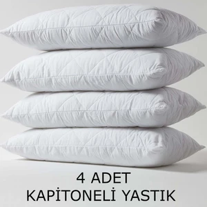 Teksnil Home | Yumuşak Kapitone Yastık 800 Gram | Fermuarlı Yastık Kılıflı | 50 x 70  cm  |  4 Adet Kabarık Yastık Sırt Veya Yan Uyuyanlar Için