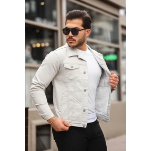 Erkek Ön Cep Detaylı Oversize Buz Mavi Kot Ceket