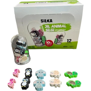 Fanuslu  Mini Sevimli Hayvanlar Silgi Seti 12 'li ( 1 Paket )