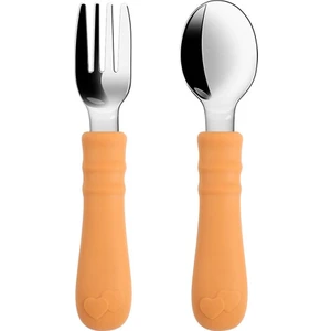 304 Paslanmaz Çelik Turuncu Bebek Kaşık ve Çatal Set CIN930TR