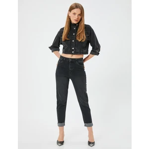 Yüksek Bel Kot Pantolon Düz Paça Slim Fit Pamuklu -  Slim Fit Jean