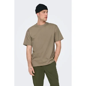 Only & Sons Erkek Onsfred Bisiklet Yaka Kısa Kollu %100 Pamuk T-Shirt 22022532 Toprak