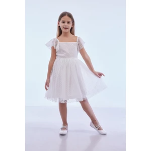 Kız Çocuk Kare Yaka Trend Tül Elbise AK2242