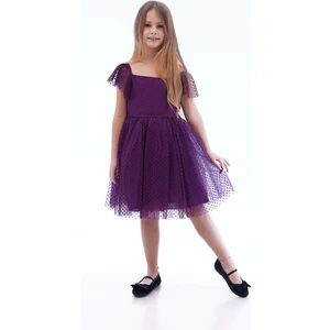 Kız Çocuk Kare Yaka Trend Tül Elbise AK2242