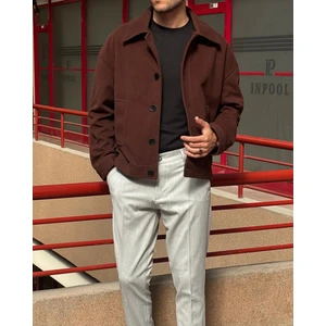 Gömlek Yaka, Oversize-Fit, Old Money Culture, Düğmeli, Kaşe Kumaş Ceket 24USEC05