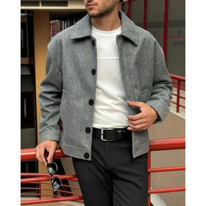 Gömlek Yaka, Oversize-Fit, Old Money Culture, Düğmeli, Kaşe Kumaş Ceket 24USEC05