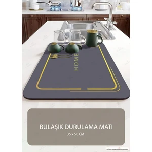 < Gri Renk >  Bulaşık Matı 35 X 50 Cm Kurulama Matı, Tezgah Üstü Mat, Sihirli Paspas
