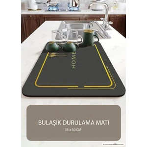 Siyah Renk Bulaşık Matı 35 X 50 Cm Kurulama Matı, Tezgah Üstü Mat, Sihirli Paspas
